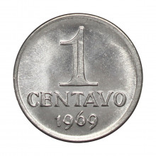 Moeda V-288 1 Centavo 1969 FC  Aço Inoxidável Ø17mm 2,6gr.