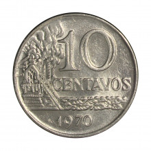 Moeda V-297 10 Centavos 1970 FC Cupro Níquel Ø23mm 4,78gr.