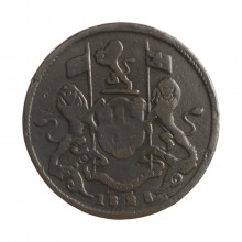 Moeda KM#13 1/2 Cent 1828 MBC Índias Orientais Britânicas Ásia Cobre Ø24mm  4,9gr.