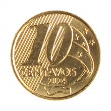Moeda V-517 10 Centavos 2024 MBC Aço Revestido de Bronze Ø20mm 4,8gr.