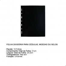 Folhas Divisórias Para Cédulas, Moedas Ou Selos 3BZN 31x24,5cm