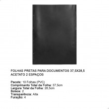 Folhas Pretas Para Documentos 37,5x28,5 Acetato 2 Espaços
