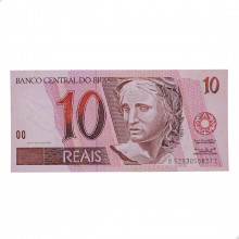 Cédula C-293 10 Reais 1999 C/ Mancha FE - Pedro S. Malan / Armínio Fraga Neto (2ª chancela)