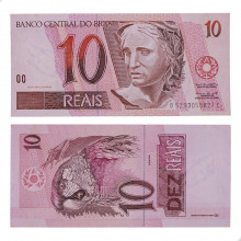 Cédula C-293 10 Reais 1999 C/ Mancha FE - Pedro S. Malan / Armínio Fraga Neto (2ª chancela)