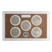 Blister 5 Moedas Quarter Dollar 2014 S FC Proof USA América