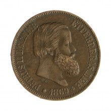 Moeda B-788 20 Réis 1869  MBC/SOB  C/ Ponto no S Bronze  Ø25mm 7gr.