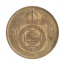 Moeda B-788 20 Réis 1869  MBC/SOB  C/ Ponto no S Bronze  Ø25mm 7gr.