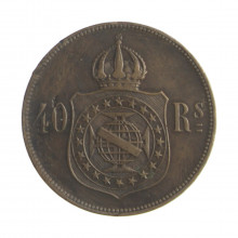 Moeda B-796 40 Réis 1879 MBC+ C/ Peq. Mossa Bronze Ø30mm 12gr.