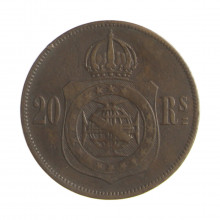Moeda B-788b 20 Réis 1869 MBC S/ Ponto no S Bronze Ø25mm 7gr.