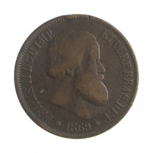 Moeda B-788b 20 Réis 1869 MBC S/ Ponto no S Bronze Ø25mm 7gr.