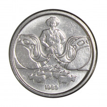 Moeda V-404 1 Centavo 1989 SOB/FC Aço Inoxidável Ø16,5mm 2gr.