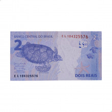 Cédula C-336 EL 2 Reais 2017 C/ Furo de Grampo SOB/FE - Henrique de C. Meirelles / Ilan Goldfajn
