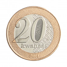 Moeda KM#111 20 Kwanzas 2014 FC Angola África Rainha Njinga A Mbande (1582-1663) Bimetálico Ø28mm 2,56gr.