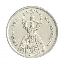Medalha 27Al Visita Papa João Paulo II Brasil América Santuário Nossa Sra Aparecida 1991 Aço Inoxidável Ø27,2mm 7gr.
