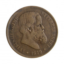 Moeda B-796 40 Réis 1879 MBC+ Bronze Ø30mm 12gr.
