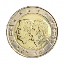 Moeda KM#240 2 Euros 2005 FC Bélgica Europa Renovação da União Económica Bélgica-Luxemburgo Bimetálico Ø25,75mm 8,5gr.