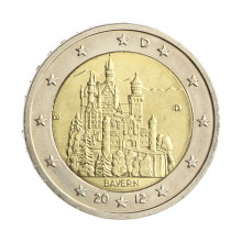 Moeda KM#305 2 Euros 2012 D FC Alemanha Europa Estado da Baviera Bimetálico Ø25,75mm 8,5gr.