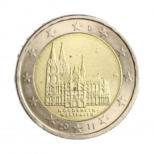 Moeda KM#293 2 Euros 2011 D SOB/FC Alemanha Europa Estado de Nordrhein-Westfalen Bimetálico Ø25,75mm 8,5gr.