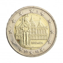 Moeda KM#285 2 Euros 2010 D SOB/FC Alemanha Europa Estado de Bremen C/Peq. Pintas Bimetálico Ø25,75mm 8,5gr.
