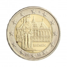 Moeda KM#285 2 Euros 2010 D SOB/FC Alemanha Europa Estado de Bremen C/Peq. Pintas Bimetálico Ø25,75mm 8,5gr.