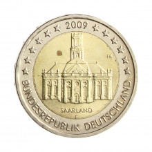 Moeda KM#276 2 Euros 2009 J SOB/FC Alemanha Europa Estado Federal do Sarre C/Peq. Pintas Bimetálico Ø25,75mm 8,5gr.