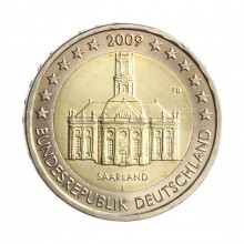 Moeda KM#276 2 Euros 2009 J FC Alemanha Europa Estado Federal do Sarre Bimetálico Ø25,75mm 8,5gr.