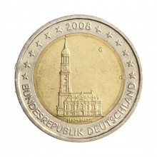 Moeda KM#261 2 Euros 2008 G SOB/FC Alemanha Europa Estado Federal de Hamburgo Bimetálico Ø25,75mm 8,5gr.