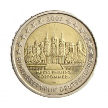 Moeda KM#260 2 Euros 2007 F SOB/FC Alemanha Europa Estado de Mecklemburgo-Pomerânia Ocidental Bimetálico Ø25,75mm 8,5gr.