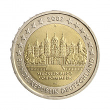 Moeda KM#260 2 Euros 2007 D SOB/FC Alemanha Europa Estado de Mecklemburgo-Pomerânia Ocidental Bimetálico Ø25,75mm 8,5gr.