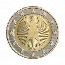 Moeda KM#258 2 Euros 2008 F FC Alemanha Europa Bimetálico Ø25,75mm 8,5gr.