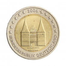 Moeda KM#253 2 Euros 2006 J SOB/FC Alemanha Europa Estado de Schleswig-Holstein Bimetálico Ø25,75mm 8,5gr.