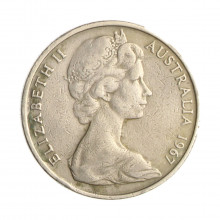 Moeda KM#66 20 Cents 1967 MBC Austrália Oceania Cupro Níquel Ø28,52mm 11,31gr.