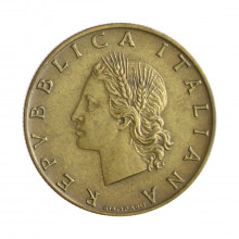 Moeda KM#97.1 20 Liras 1958 R MBC Itália Europa Bronzital Ø21,25mm 3,6gr.