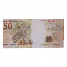 Cédula C-357 BH 50 Reais 2011 Erro de Corte (Fim da Página) SOB - Guido Mantega 2ª Chancela / Alexandre A. Tombini