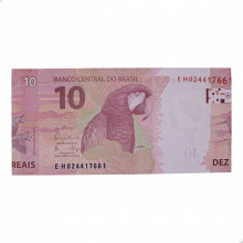 Cédula C-348 EH 10 Reais 2016 Erro de Corte FE - Henrique de C. Meirelles / Ilan Goldfajn