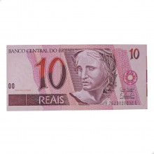 Cédula C-301 10 Reais 2010 Erro de Corte (Fim da Página) SOB - Guido Mantega / Alexandre A. Tombini