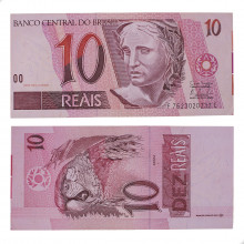 Cédula C-301 10 Reais 2010 Erro de Corte (Fim da Página) SOB - Guido Mantega / Alexandre A. Tombini