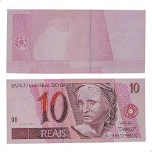 Cédula C-289 10 Reais 1997 Ausência Completa de uma Impressão SOB - Pedro S. Malan / Gustavo J. L. Loyola