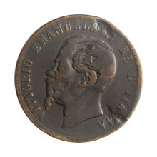Moeda KM#11.3 10 Centesimi 1867 H BC Itália Europa Bronze Ø30mm 10gr.