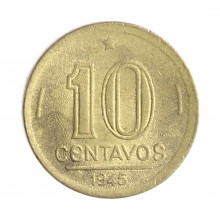 Moeda V-181a 10 Centavos 1945 MBC/SOB S/Sigla Bronze Alumínio Ø17mm 3gr.