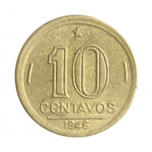 Moeda V-182 10 Centavos 1946 MBC+ S/Sigla Bronze Alumínio Ø17mm 3gr.