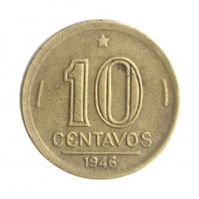 Moeda V-182 10 Centavos 1946 MBC S/Sigla Bronze Alumínio Ø17mm 3gr.