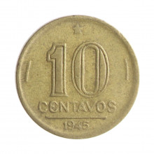 Moeda V-181a 10 Centavos 1945 MBC S/Sigla Bronze Alumínio Ø17mm 3gr.