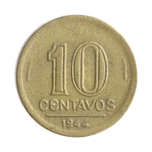 Moeda V-180b 10 Centavos 1944 MBC S/Sigla Bronze Alumínio Ø17mm 3gr.