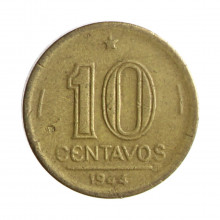 Moeda V-180 10 Centavos 1944 MBC C/Sigla Bronze Alumínio Ø17mm 3gr.