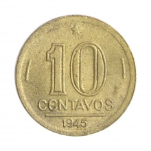 Moeda V-181a 10 Centavos 1945 MBC+ S/Sigla Bronze Alumínio Ø17mm 3gr.