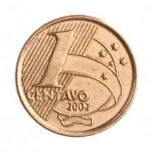 Moeda V-461 1 Centavo 2002 MBC+ Aço Revestido de Cobre Ø17mm 2,4gr.