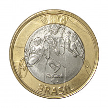 Moeda V-609 1 Real 2014 SOB Paratriatlo Bimetálico Ø27mm 7gr.