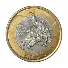Moeda V-617 1 Real 2015 SOB Judô Bimetálico Ø27mm 7gr.