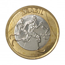 Moeda V-616 1 Real 2015 SOB Atletismo Paraolímpico Bimetálico Ø27mm 7gr.